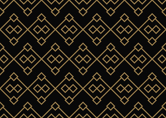 Abstract geometric pattern with lines, rhombuses A seamless vector background. black and gold texture