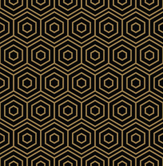 Vector seamless pattern. Modern stylish texture. Repeating geometric tiles with halves of hexagons. Contemporary graphic design. Trendy hipster monochrome print.