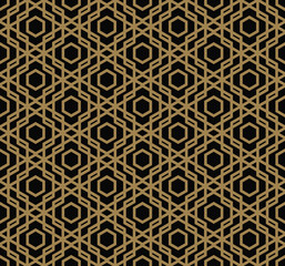 Vector seamless pattern. Modern stylish texture. Repeating geometric tiles with halves of hexagons. Contemporary graphic design. Trendy hipster monochrome print.