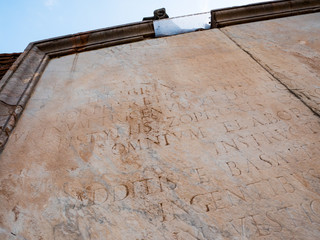 tables of Latin inscriptions carved in marble, ancient Rome Italy