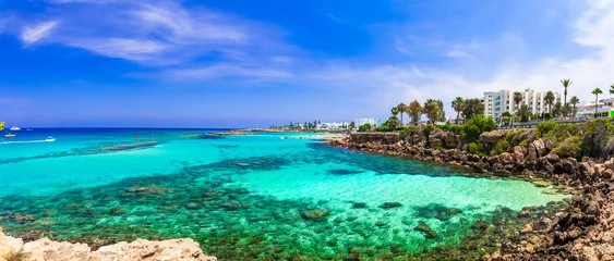 Poster Zomervakantie op het eiland Cyprus. Protaras, Vijgenboombaai © Freesurf