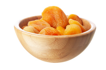 Dried apricots on white