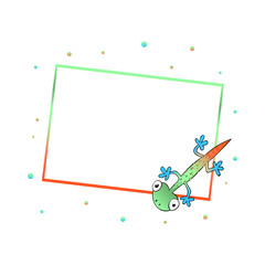 Frame with cute color lizard