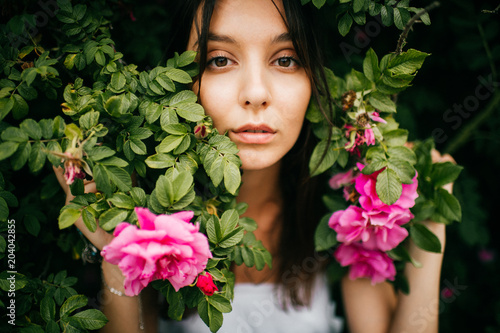 Young Beautiful Brunette With Dark Eyes Mood Portrait