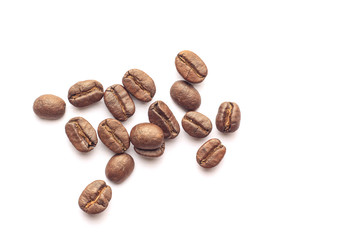 Coffee beans on white background.