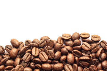 Coffee beans on white background.