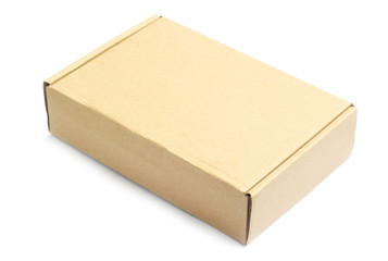 Cardboard box on white background
