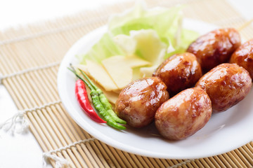 Thai sausage (Isan sausage), popular Northeastern food in Thailand