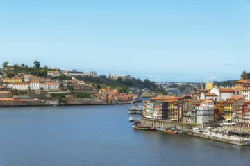 Fototapeta na wymiar Douro River. View from Dom Luis Bridge. Porto, Portugal.