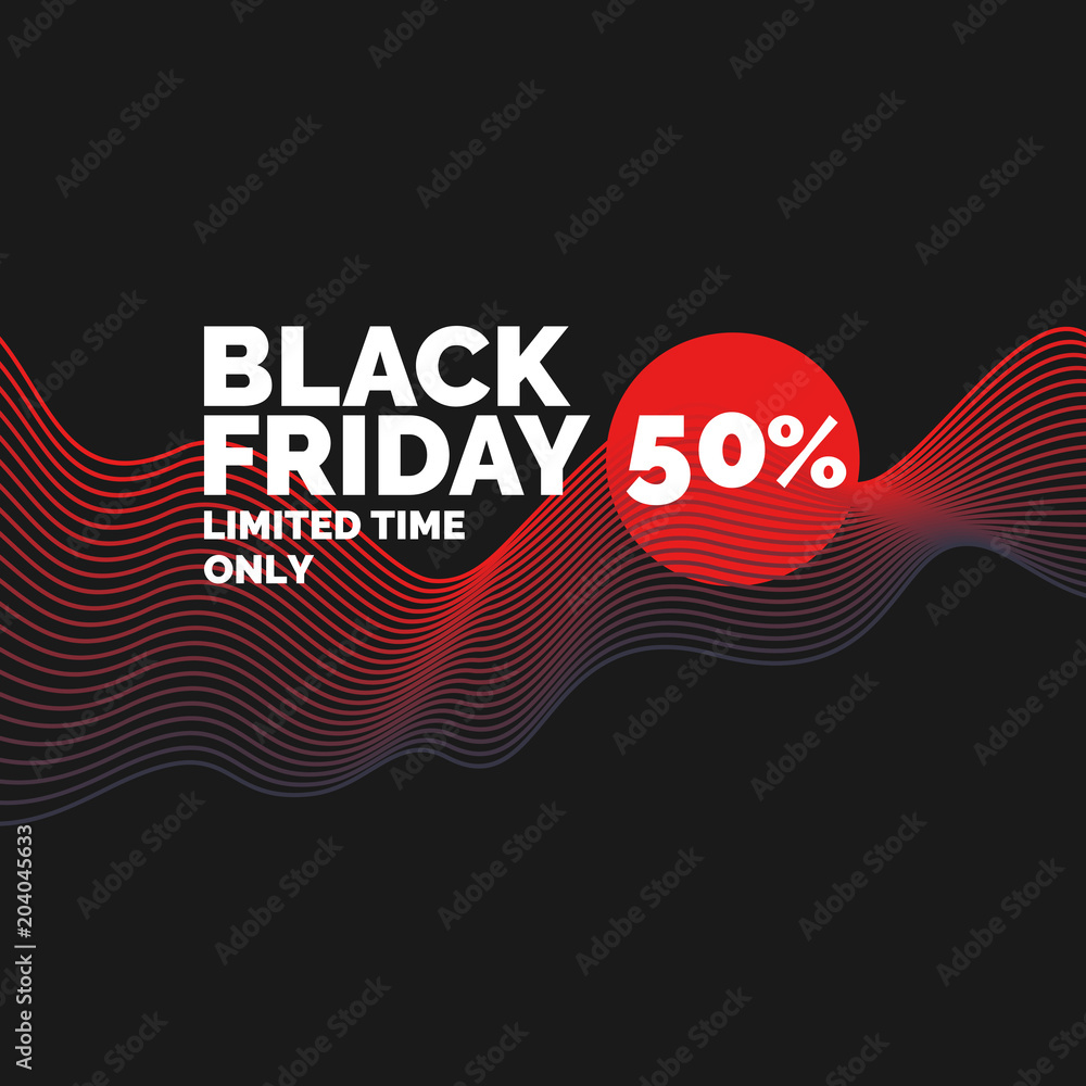 Aufkleber black friday. vector illustration. abstract background with a dynamic waves.