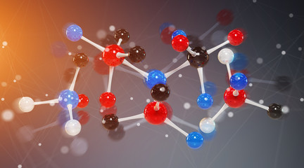 Modern digital molecule structure 3D rendering