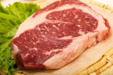 Rib eye raw steak