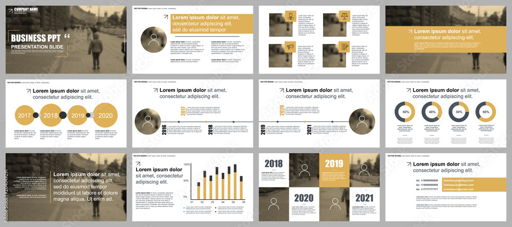 Poster gold business presentation slides templates from infographic elements.