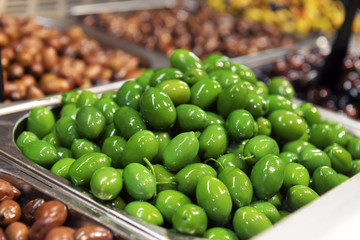 green olives in in the store