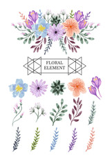 Floral Elements in Vector