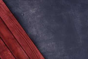 Red  wooden background dark-blue wall texture - obrazy, fototapety, plakaty