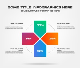 Chart of percentage infographics. Element of graph, diagram with 6 options - parts, processes, timeline. Vector business template for presentation, workflow layout, annual report