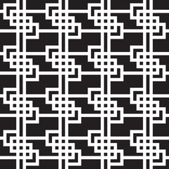 Black and white seamless pattern. Geo vector design. Maze background.