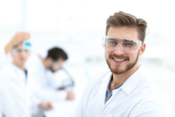 closeup.successful scientist on a light background