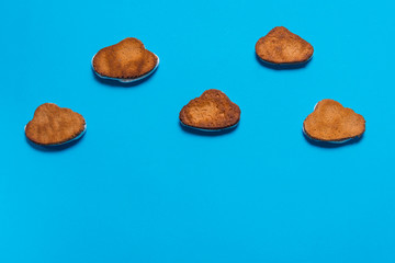 Gingerbread cookies cloud shaped, cloud hosting concept