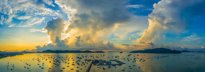 Fototapeta premium aerial photography cloudy above Chalong pier