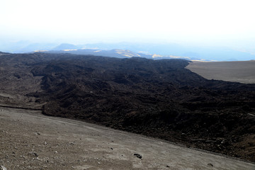 Small Volcanos on the mountainside of Mount Etna, Sicily, Italy