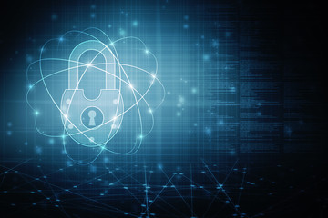 2d illustration Safety concept: Closed Padlock on digital background