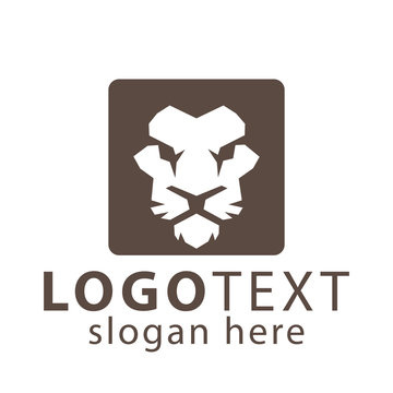 Lion in square abstract logo vector