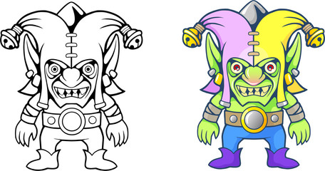 cartoon goblin in hat, funny illustration