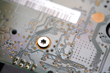 Close up computer electronic circuit board 