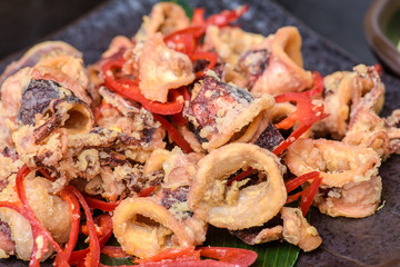 Calamari and  red peppers