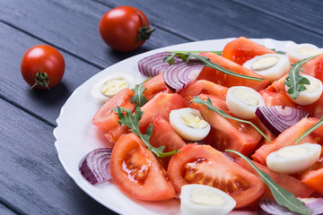 Salad with quail eggs