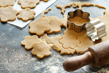 Cooking cookies with  cookie cutters - Powered by Adobe