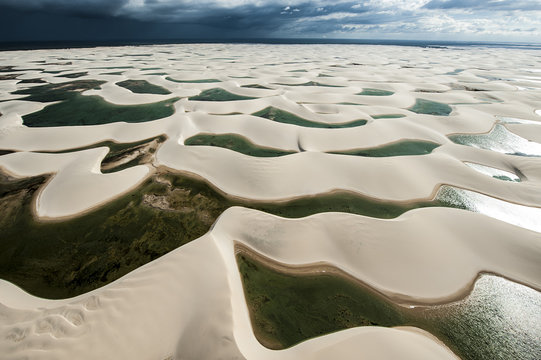 Aerial view of sand dunes