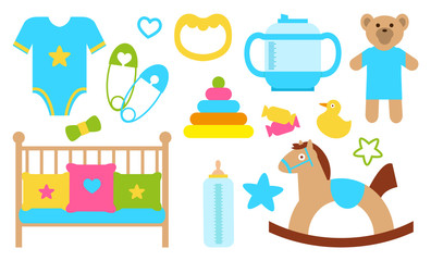 Objects and Items for Kids Poster Vector Illustration