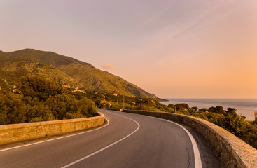 Colorful sea sunset in southern Italy, Calabria