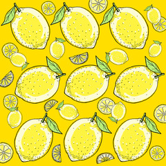 レモン 手描きの線画