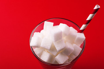 sugar in cubes, in pots, top view