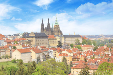 Obraz premium Beautiful view of St. Vitus Cathedral, Prague Castle and Mala Strana in Prague, Czech Republic