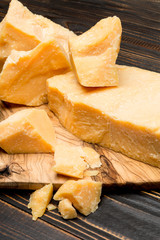 pieces of parmesan or parmigiano cheese