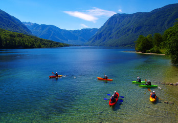 Mountain lake with clear water