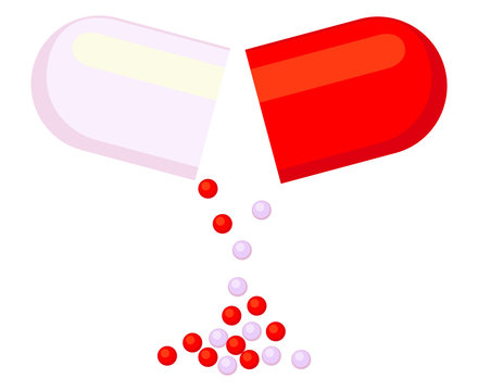 Colorful Cartoon Open Pill Medicine