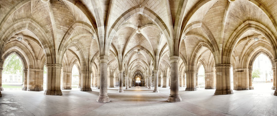 Glasgow University Cloisters panorama - obrazy, fototapety, plakaty