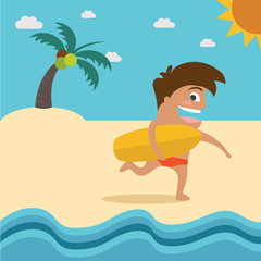 Obraz na płótnie Canvas Young happy man running on the beach