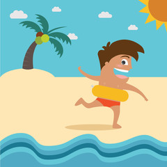 Obraz na płótnie Canvas Young happy man running on the beach