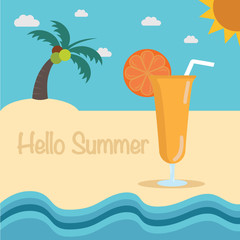 Orange Juice on the beach summer blackgrond