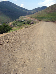Beautiful landscape and scenery between Marakabei and Thaba Tseka, Lesotho, Southern Africa