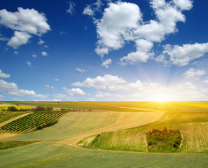 Fototapeta premium Mountain landscape on sun