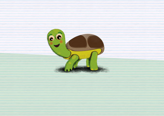 illustration of a cute and sweet cartoon turtle