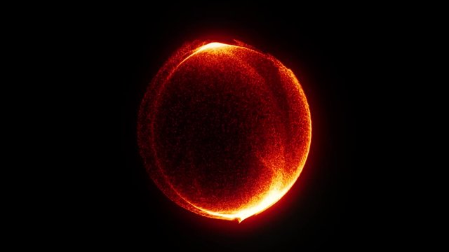 3D animation of supernova star birth. Bright particles form into shiny sphere. Abstract space creation themed footage on concept of genesis, life and time. 4K Ultra High Quality video